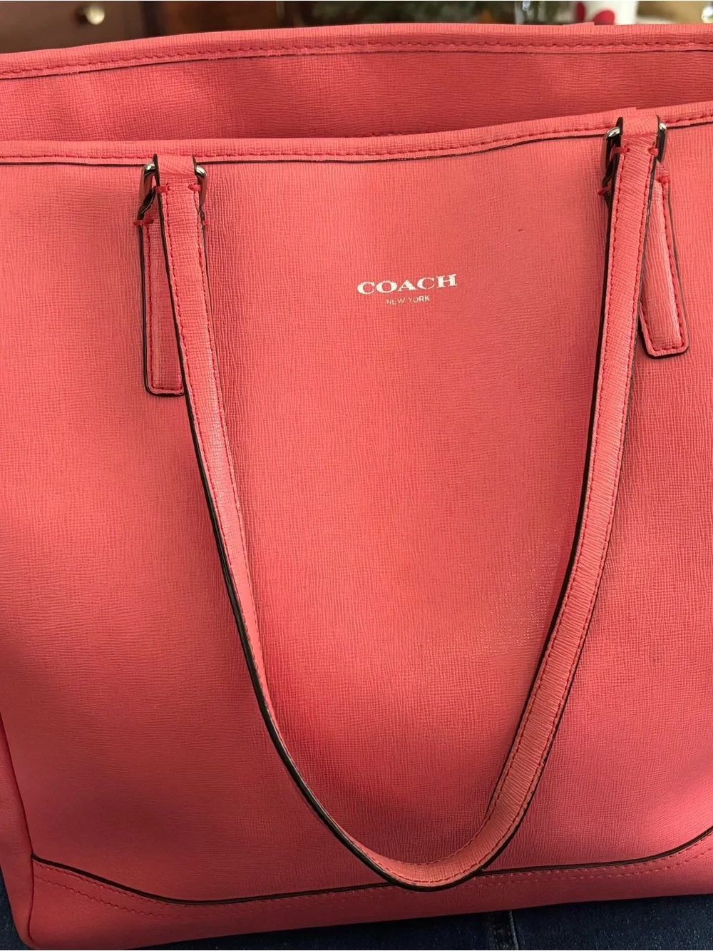 COACH Women's Saffiano Coral Tote Bag